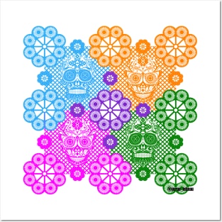 Skeleton picnic in mandala design ecopop Posters and Art